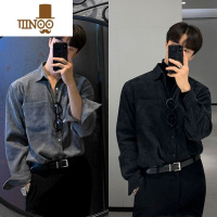 YANXU灯芯绒衬衫男长袖宽松休闲帅气潮牌感衬衣外套港风日系