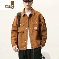 YANXU美式复古多口袋牛仔外套男潮牌宽松百搭工装夹克2023秋季上衣