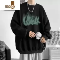 YANXU圆领卫衣男士2023新款美式潮牌印花无帽男生长袖上衣服