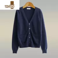 YANXU纯色毛衣宽松外套 2023新款秋季男女工作服v领长袖单排扣开衫上衣