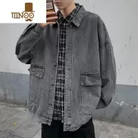 YANXU港风痞帅牛仔外套男韩版潮流宽松bf欧美街头潮牌ins复古工装夹克