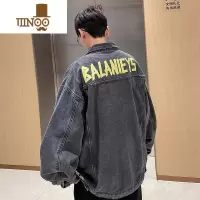 YANXU美式高街扎染水洗牛仔衣外套男欧美hiphop夹克潮牌感秋装