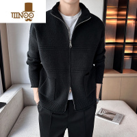 YANXU感口袋开衫设计简约立领毛衣男女潮流宽松外套韩版休闲针织衫