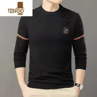 YANXU男士长袖t恤装薄款300斤大码中年针织衫圆领套头胖子加肥加大