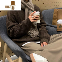 YANXU日系慵懒复古毛衣男士2023年新款设计感韩版圆领针织衫上衣服