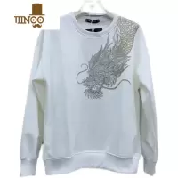 YANXU网红卫衣男2023款潮牌宽松过肩龙圆领上衣精小伙衣服男