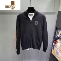 YANXU新款男士条纹刺绣字母拉链开衫潮牌时尚大码针织毛衣休闲外套