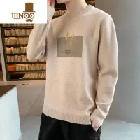 YANXU2023新款男装毛衣男士针织衫加绒加厚修身青少年冬季圆领线衣