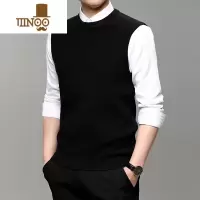 YANXU圆领纯色针织衫背心男毛衣加厚款坎肩韩版商务男装内搭马甲