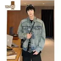 YANXU日系感工装牛仔外套男美式复古水洗潮牌设计感情侣装夹克上衣