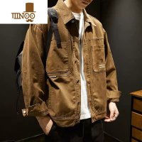 YANXU美式高端复古印花牛仔夹克男潮牌痞帅男士宽松百搭工装外套