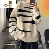 YANXU圆领毛衣男加厚韩版圆领套头针织衫潮牌慵懒风宽松线衣外套