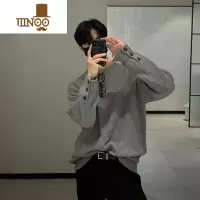 YANXU轻熟风男装设计感韩式毛衣男士感潮牌纯色内搭圆领打底针织衫
