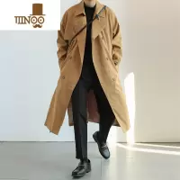 YANXUMOGN春季复古腰带宽松英伦风中长款风衣男韩版潮流过膝情侣大衣