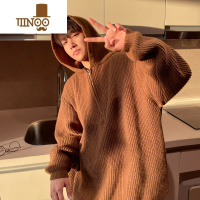 YANXU半拉链连帽毛衣男2023情侣潮牌慵懒风针织衫宽松简约休闲线衣