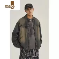 YANXU美式复古水洗做旧牛仔外套男女装潮牌痞帅宽松情侣款夹克上衣