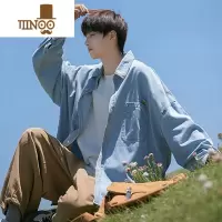 YANXU牛仔外套男款款男生衬衫秋季青少年感轻熟风男士长袖衬衣