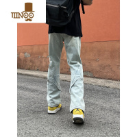 YANXU国潮高街纽扣设计感小众牛仔裤男潮牌美式显瘦工装裤休闲微喇叭裤