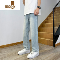 YANXU直筒牛仔裤男夏季薄款浅色水洗潮牌宽松高街裤子复古修身显瘦长裤