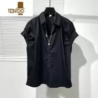 YANXU暗黑男女小众设计师无袖拼接宽松痞帅衬衫日系复古时尚衬衣潮