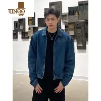 YANXU牛仔垫肩外套男款美式复古街头机车风短款夹痞帅休闲拉链外套
