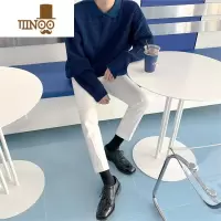 YANXU翻领华夫格毛衣男宽松冬季加厚打底针织衫韩版潮流翻领线衣外套