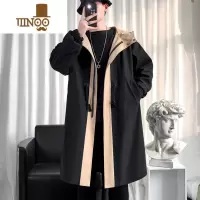 YANXU风衣男款中长款休闲外套假夹克收腰美潮oversize痞帅连帽