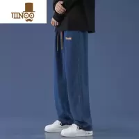 YANXU夏季薄款直筒宽松牛仔裤子男士潮牌情侣休闲长裤男美式卫裤