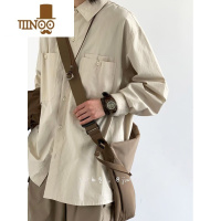 YANXU美式日系复古工装长袖衬衫男女设计感军事风宽松百搭廓形休闲衬衣