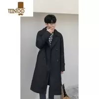 YANXU风衣男中长款外套加长款过膝大衣青少年潮流休闲衣服春季宽松男装
