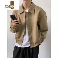 YANXU新款飞行服上衣翻领简约百搭休闲宽松垫肩短款夹克外套男潮流