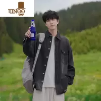 YANXU水洗做旧牛仔衬衫男长袖秋季新款日系复古痞帅青少年宽松衬衣外套