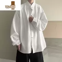 YANXU白色衬衫男长袖秋季新款潮流潮牌休闲宽松日系复古青少年衬衣外套