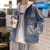 YANXU痞帅牛仔夹克男秋季潮牌ins连帽宽松百搭外套潮流韩版假上衣