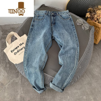 YANXU九分牛仔裤男士复古做旧潮牌修身小脚韩版潮流长裤百搭直筒裤子男