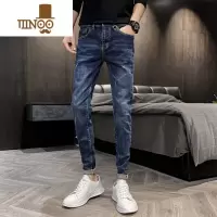 YANXU2023夏季薄款牛仔裤男潮牌韩版潮流修身小脚浅色九分休闲百搭裤子