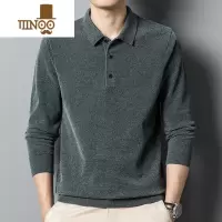 YANXU薄款男士毛衣雪尼尔易打理翻领t恤长袖polo衫中青年针织打底