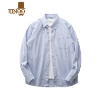 YANXU美式条纹衬衫男长袖感衬衣日系休闲寸衫盐系外套