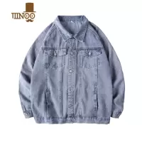 YANXU2022新款水洗牛仔外套男韩版宽松百搭衣服日系复古潮流夹克