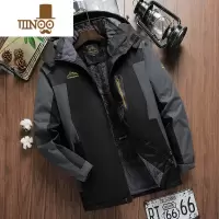 YANXU冲锋衣男冬季可拆卸帽户外登山潮牌保暖加绒加厚棉服外套防水风衣