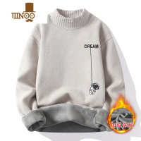 YANXU加绒加厚毛衣男半高领针织衫一体绒毛衫潮牌青少年毛线衣