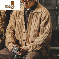 YANXU美式工装针织开衫男复古宽松ins慵懒风针织毛衣外套男