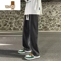 YANXU黑灰色牛仔裤男生夏季宽松直筒长裤ins潮牌复古高街阔腿裤子男款