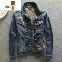 YANXU牛仔外套男感潮牌破洞修身韩版休闲复古印花怀旧夹克