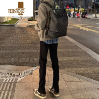 YANXU欧美高街黑色拉链牛仔裤百搭潮牌设计感hiphop修身小脚显瘦长裤男