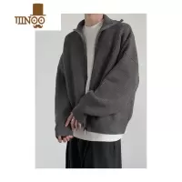 YANXUMION 出门随手一穿都好看 感针织开衫男宽松高领拉链毛衣外套