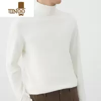 YANXU半高领毛衣男宽松百搭加绒加厚毛衫男士白色打底中领针织衫