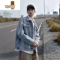 YANXU春装新品韩版宽松高品质水洗做旧百搭简约学生男女牛仔夹克外套潮