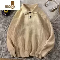 YANXU纯色polo领毛衣男bf冬季长袖针织衫日系复古潮牌情侣保暖线衣外套