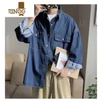 YANXU春季工装牛仔衬衫式夹克男士设计感小众炸街上衣日系复古长袖外套
